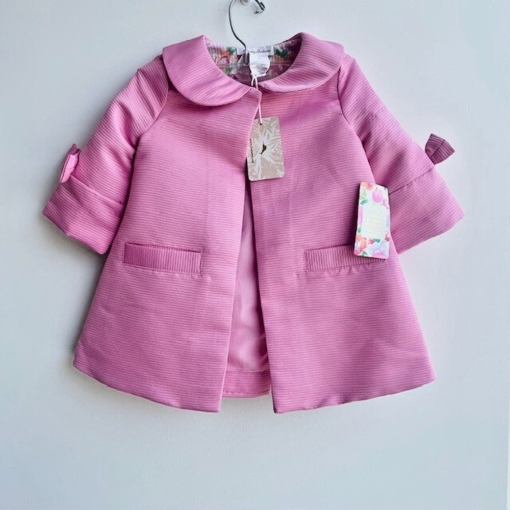 Tommy Bahama Girls Pink Dress Jacket Bow Accents One Button Size 2T NEW